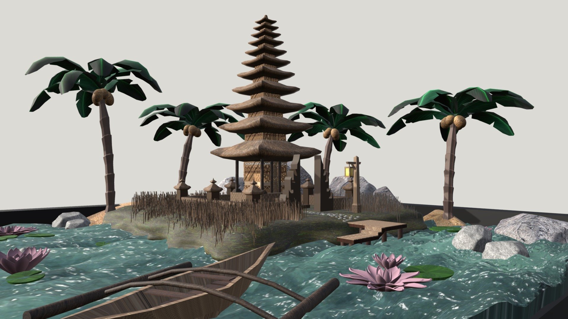 Pura Ulun Danu Bratan - 3D model by Hana Atikah CANTICA (@cantica) [7cd8372], image size:1920x1080