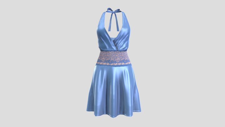 Chiffon Lace Dress 3D Model