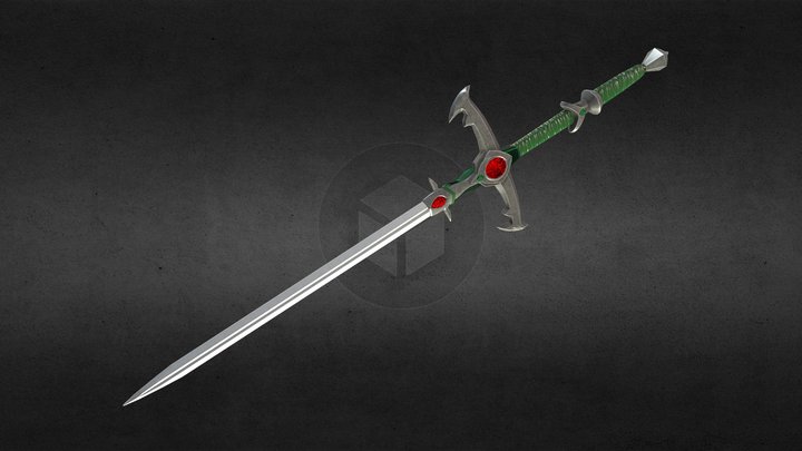 Fantasy Zweihänder with gems 3D Model