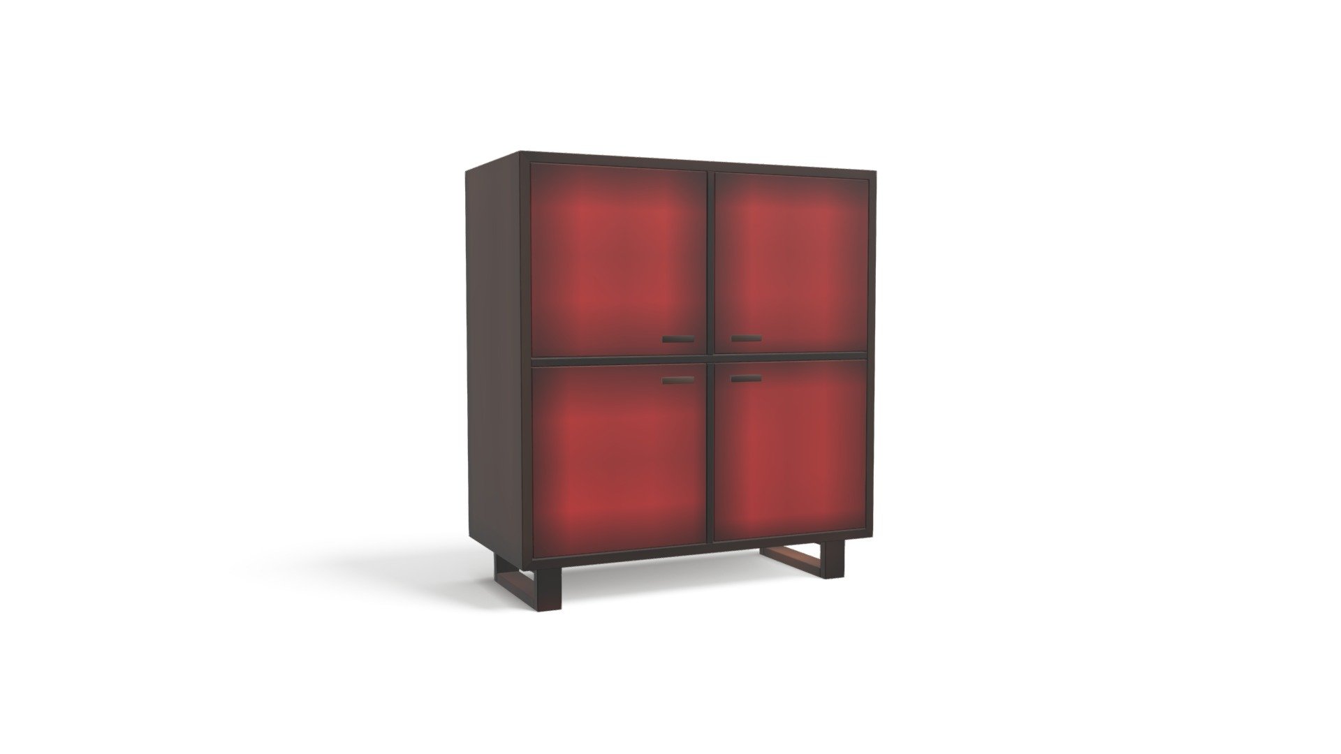 Henge Large Storage Unit, Walnut and Red