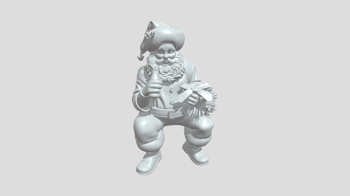 Santa Claus holding drink and wreath 3D Model