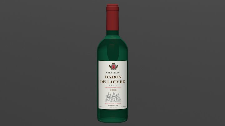 Classic wine bottle with label 3D Model
