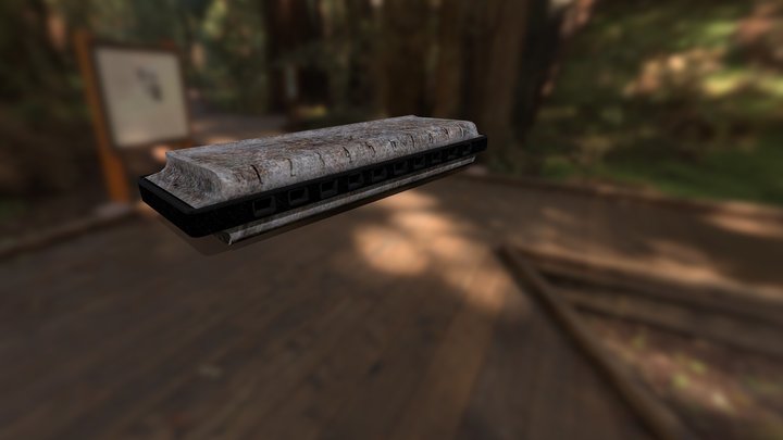 Rusted harmonica - low poly – Kostenloses 3D-Modell STL
