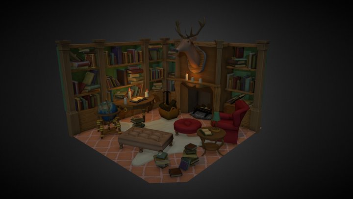 A professor's library 3D Model