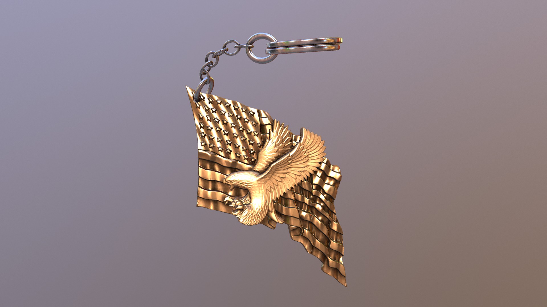 3D model Eagle Flag Keychain - This is a 3D model of the Eagle Flag Keychain. The 3D model is about a bird flying with a light bulb.