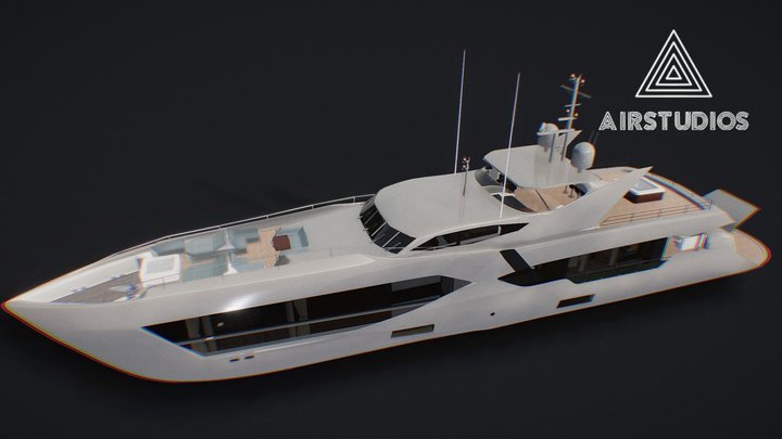 Yacht (Sunseeker 116) with full interior 3D Model