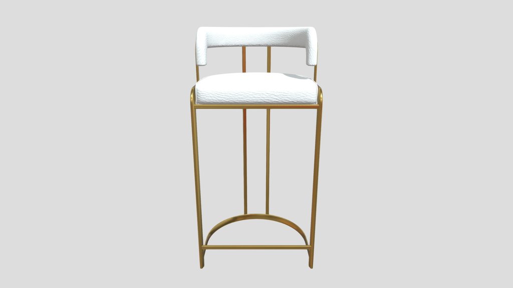 Bar Stool White Leather Brass Ballantine
