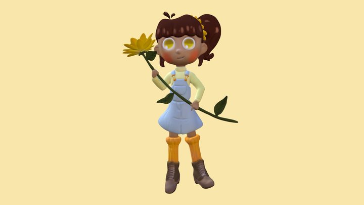 Sunflower Girl 3D Model