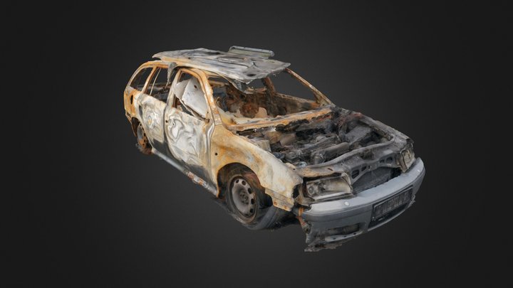 Burned Car Wreck 3D Model