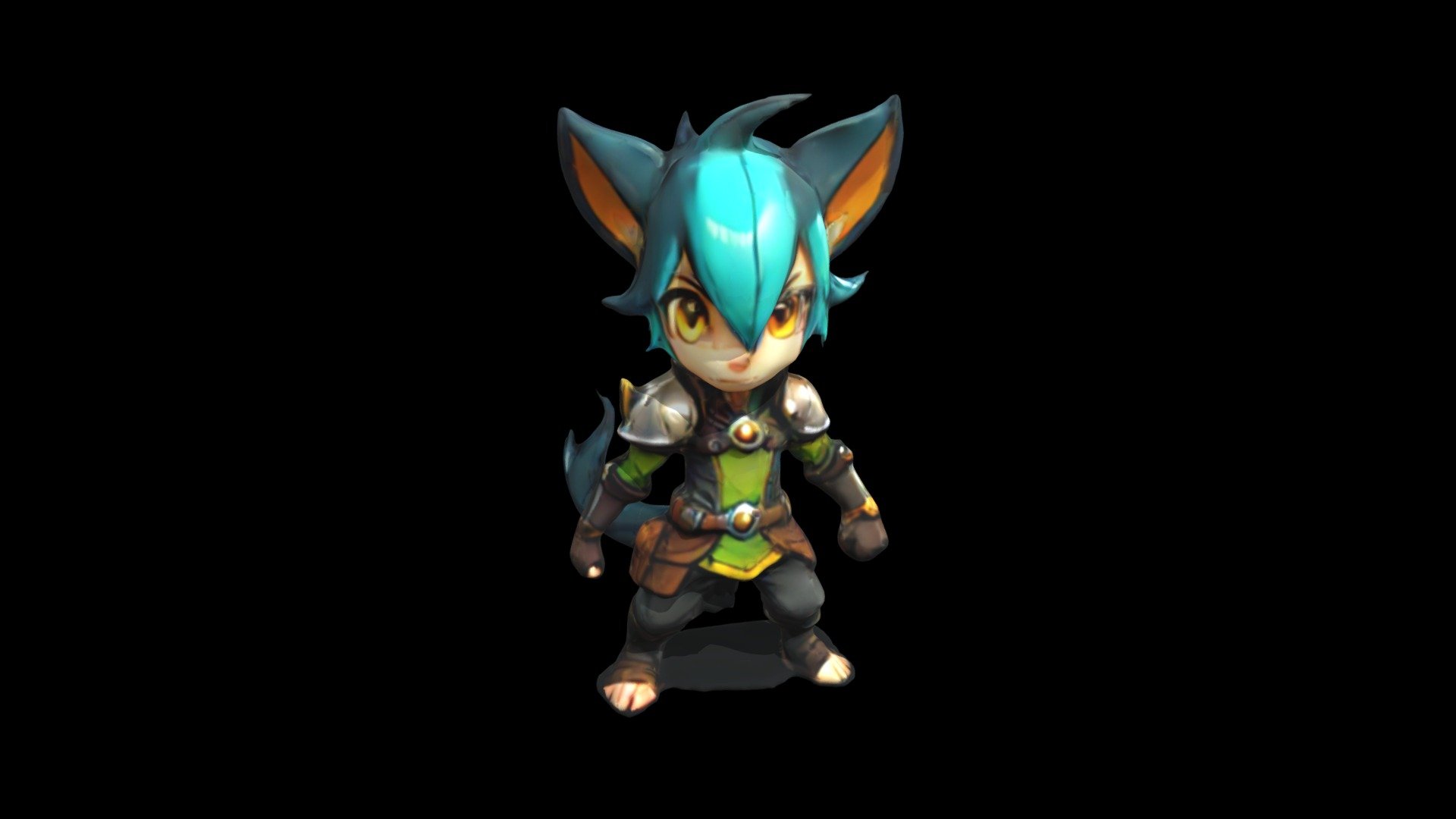 a cartoon character with blue hair and orange - Download Free 3D model ...
