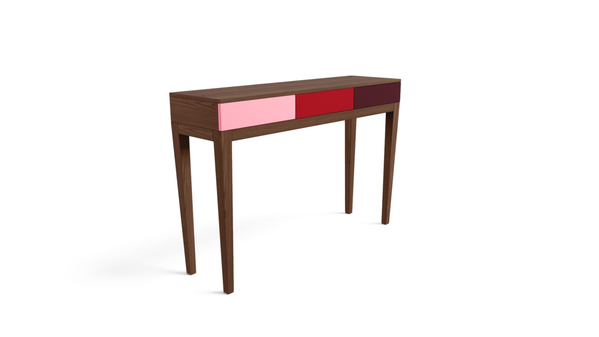 Vernay Console Desk,  Dark Ash Multicolour Red