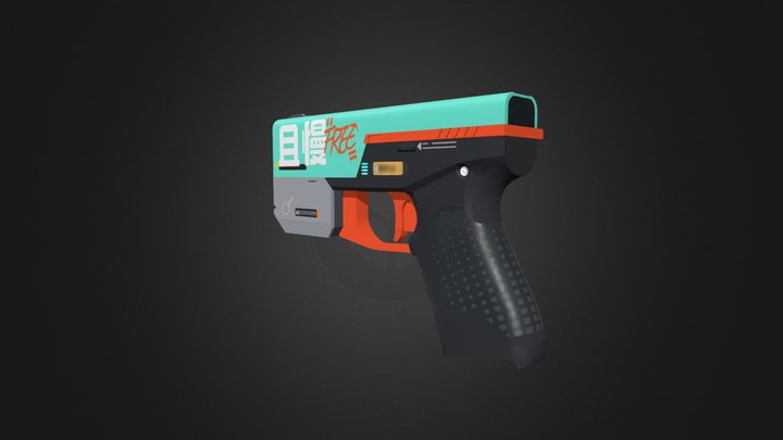 Cyberpunk Stylized Pistol 3D Model