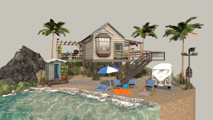 By the Ocean - DAE Diorama 3D Model