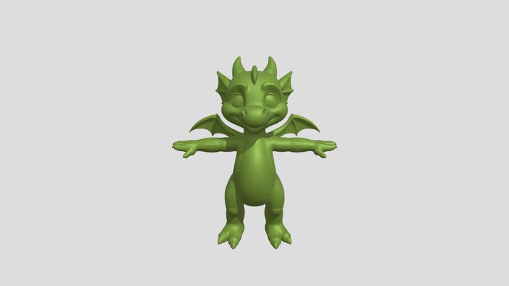 cartoon baby dragon with wings 3D Model