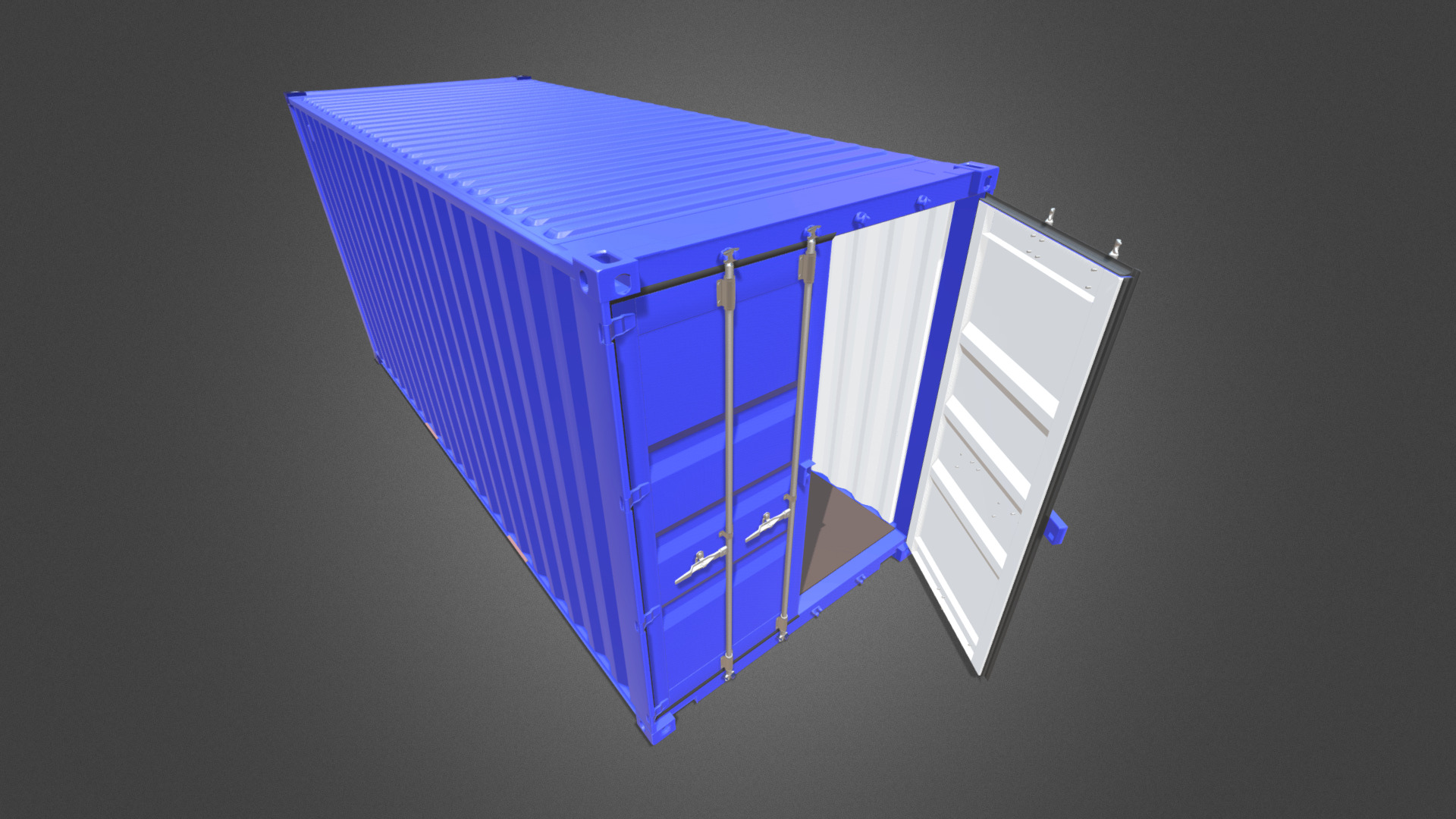 3D model ISO SHIPPING CONTAINER 20" HC (high cube) - This is a 3D model of the ISO SHIPPING CONTAINER 20" HC (high cube). The 3D model is about a blue and white solar panel.