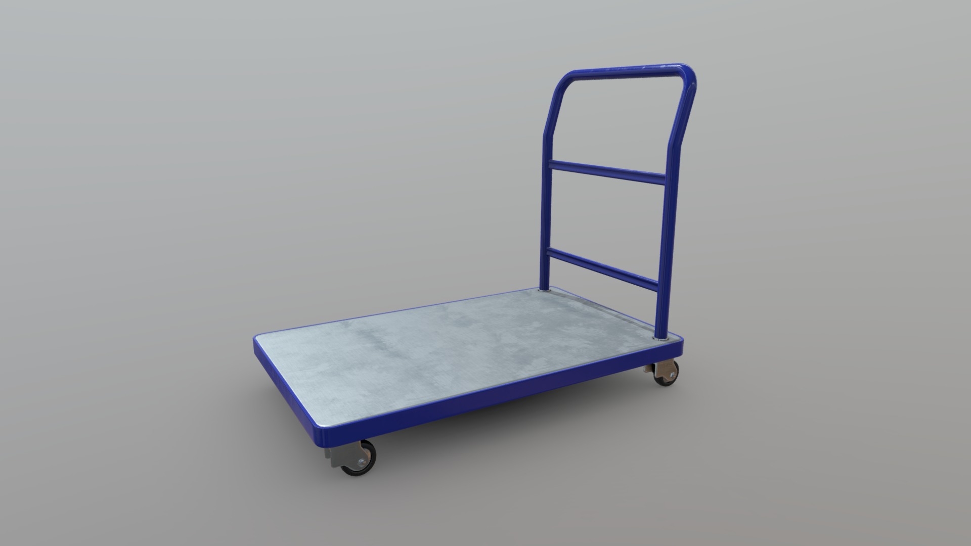 3D model Platform Truck - This is a 3D model of the Platform Truck. The 3D model is about a blue chair on wheels.