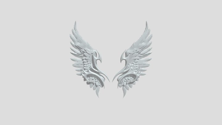 Decorative black and chrome wings 3D Model