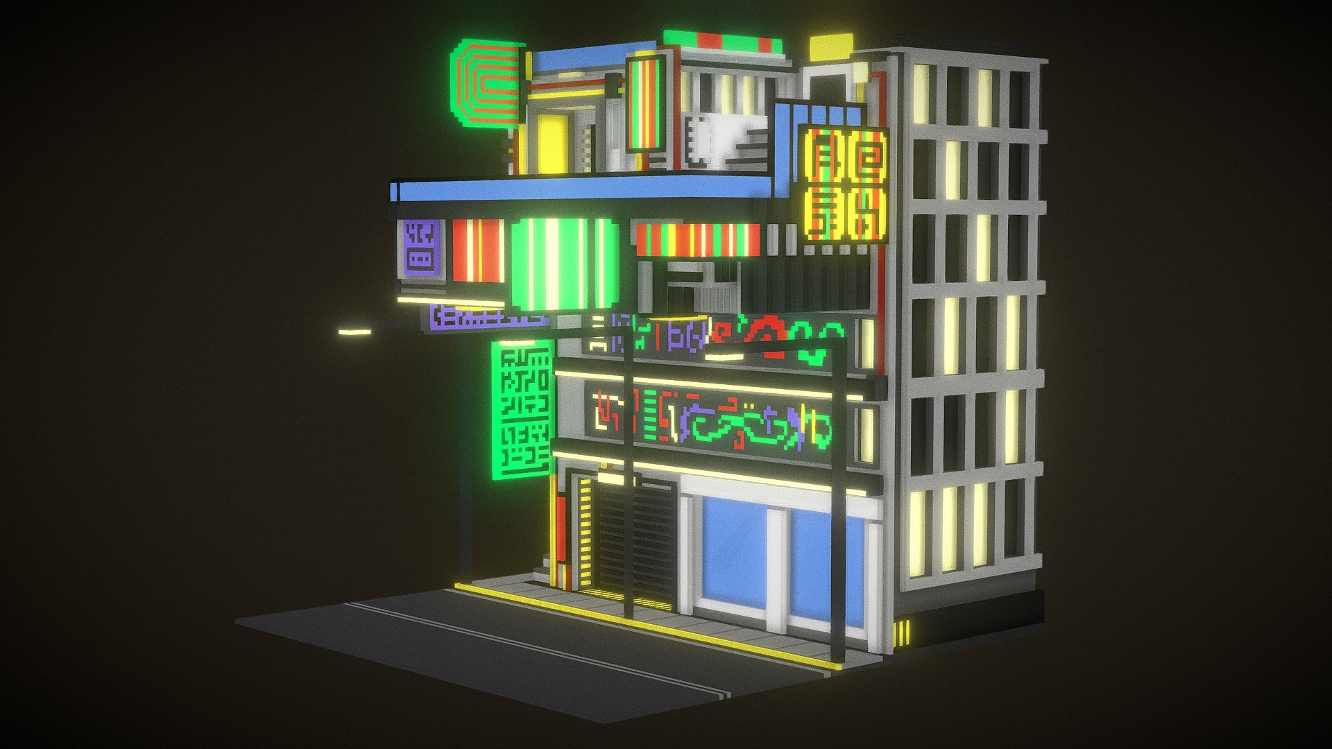 3D Builder Download cyberpunk voxel building  Download  Free 3D  model by 