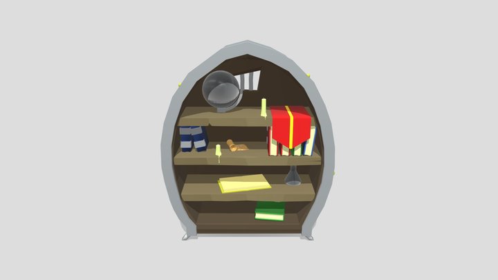 Stylized Alchemist's Barrel Bookshelf 3D Model