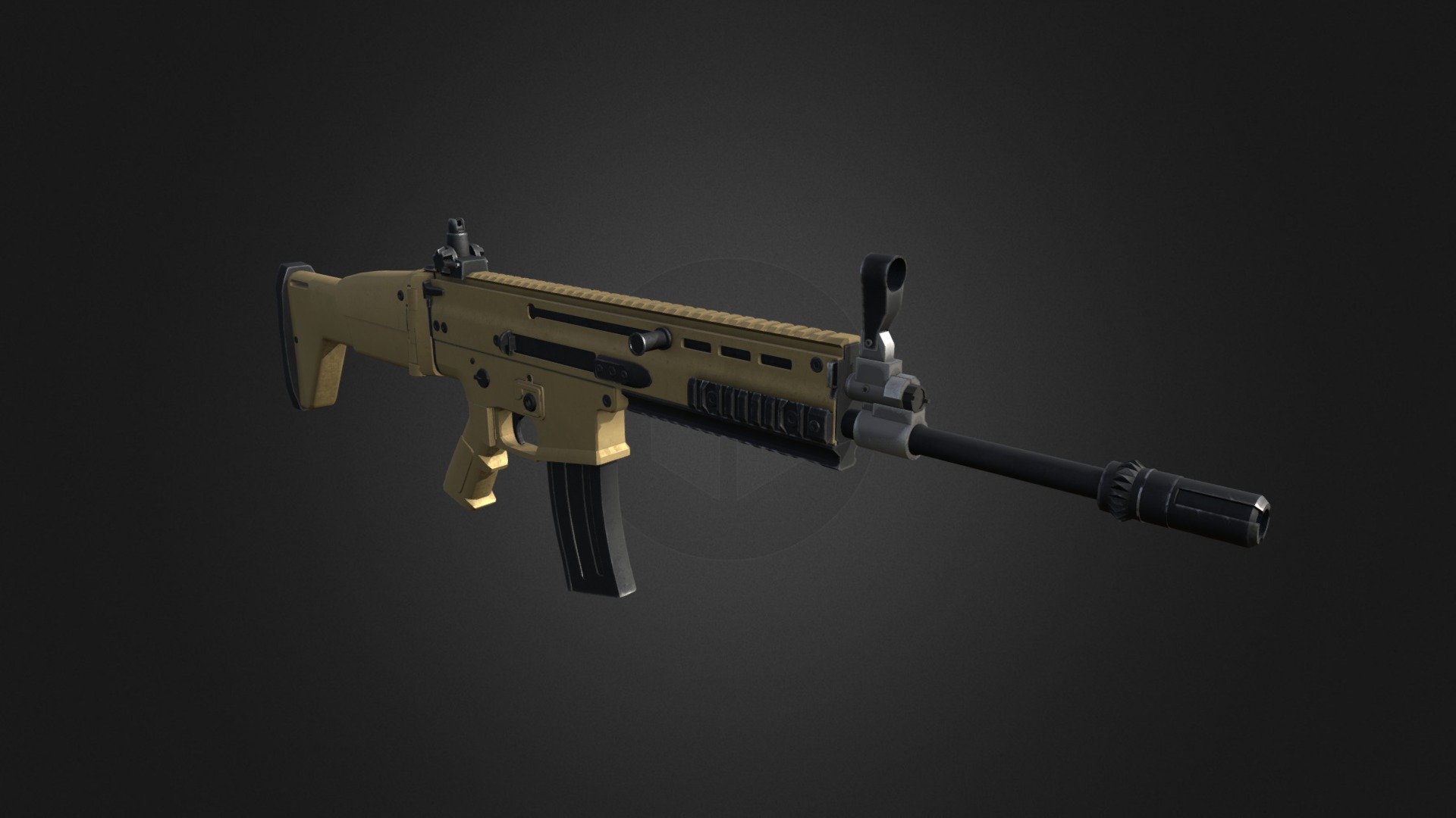 3D model Scar-L - This is a 3D model of the Scar-L. The 3D model is about a toy gun with a scope.