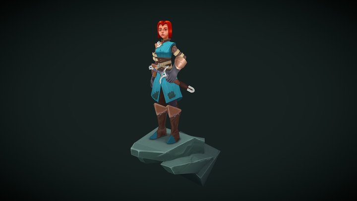 Knight Girl - Hand Painted Game Character 3D Model