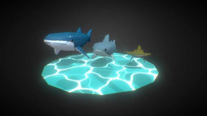 Plush sharks handpainted 3D Model