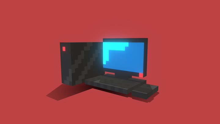Low poly computer 3D Model
