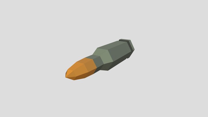 Steel-case rifle bullet 3D Model