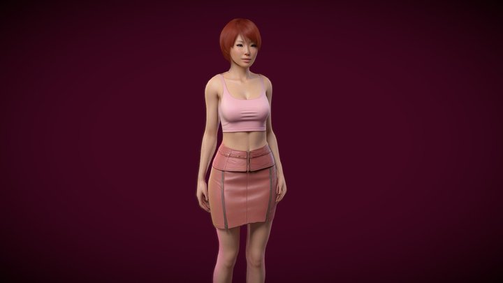 A slim, female character 3D Model