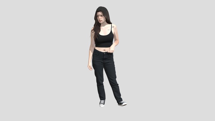 Casual Confidence in Black and Denim – Kostenloses 3D-Modell STL