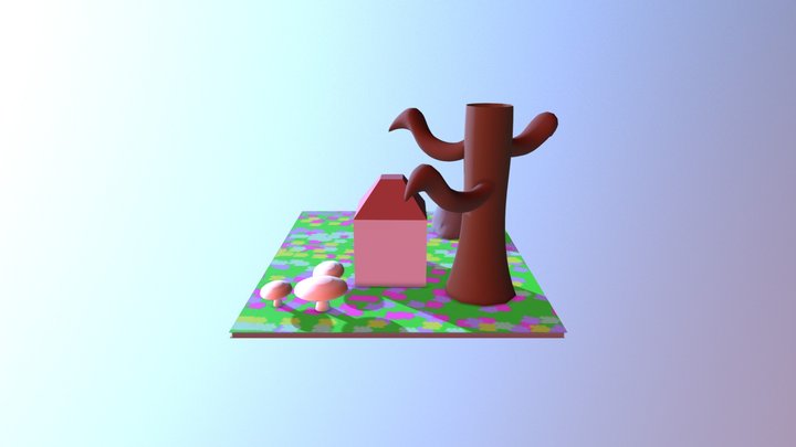Cottage in Meadow 3D Model