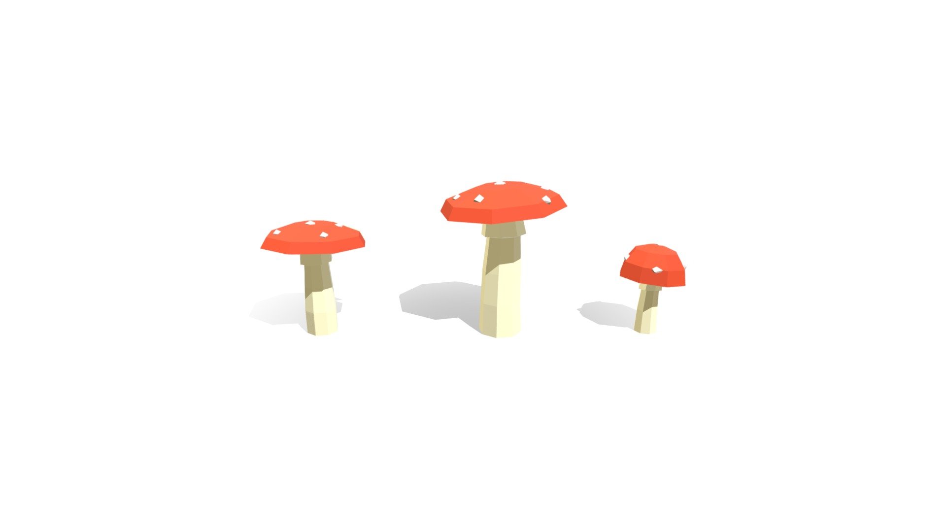 Low Poly Mushrooms Amanita Muscaria