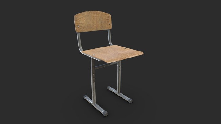 Old Soviet school chair 3D Model