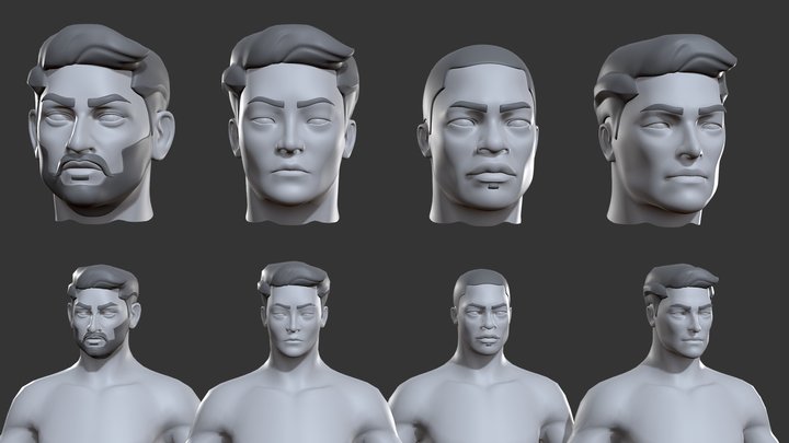 Male " Four Races" BaseMesh 3D Model
