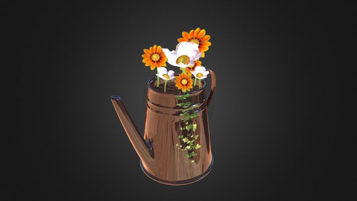Watering Can & Flower 3D Model