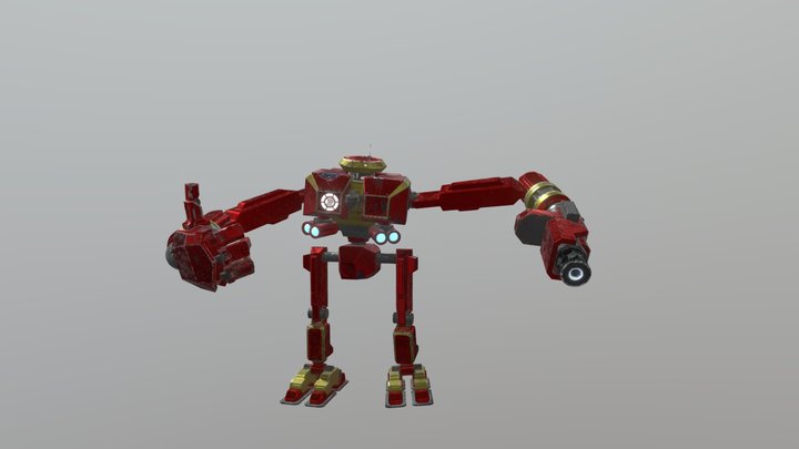 Iron man themed mech in PBR 3D Model