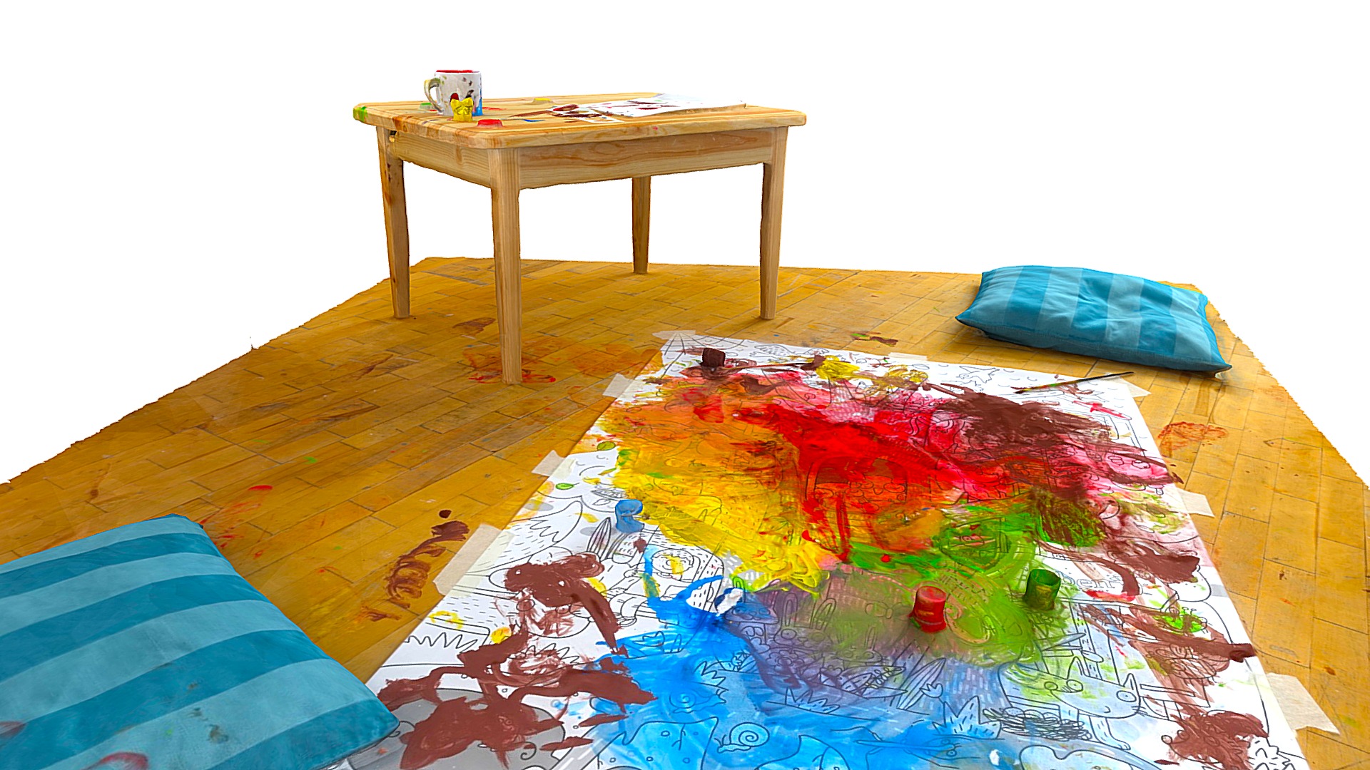 3D model Art - This is a 3D model of the Art. The 3D model is about a table with a blanket on it.