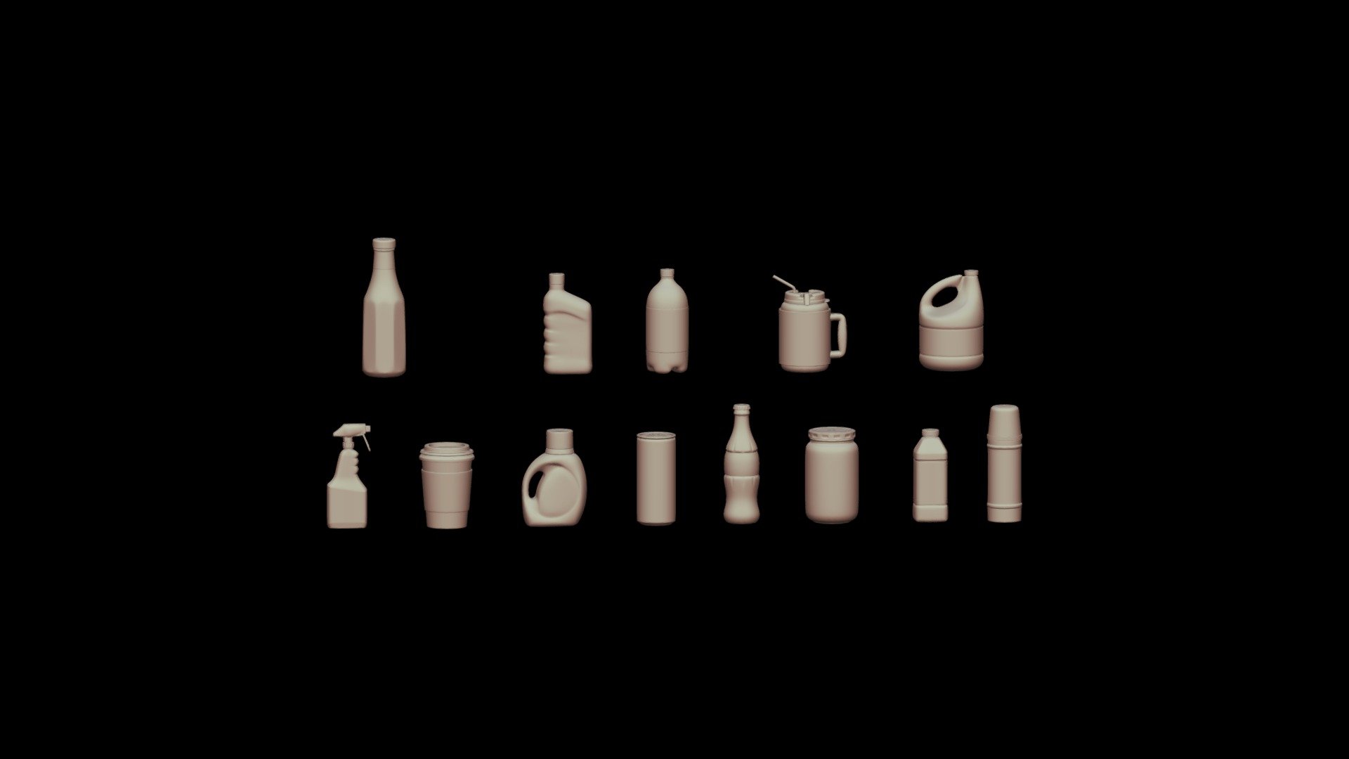 Multiple types of bottle plastic glass — Sketchfab embed 3D viewer