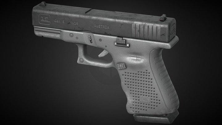 Pistol 9mm - semi auto 3D Model