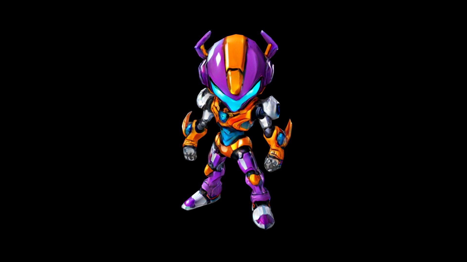 Colorful robot with purple helmet and orange bod - Download Free 3D ...