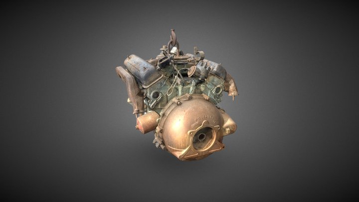 Old Rusty Y-Block V8 Engine Scan 3D Model