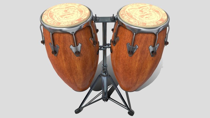 Conga Drum Set w/ Stand 🥁 3D Model