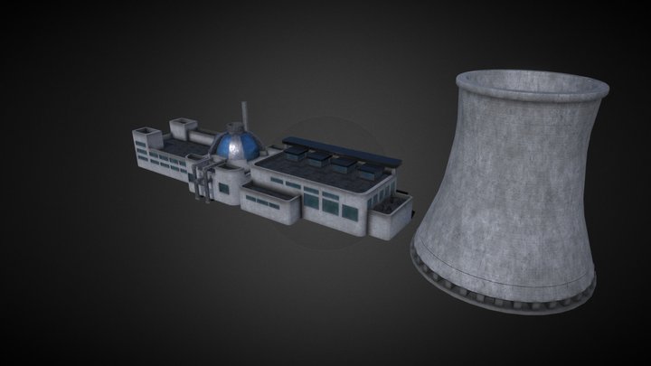 Factory Low-Poly 3D Model