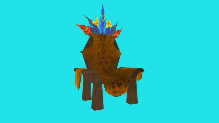 Tribal leader's throne in PSX/PS1 style 3D Model