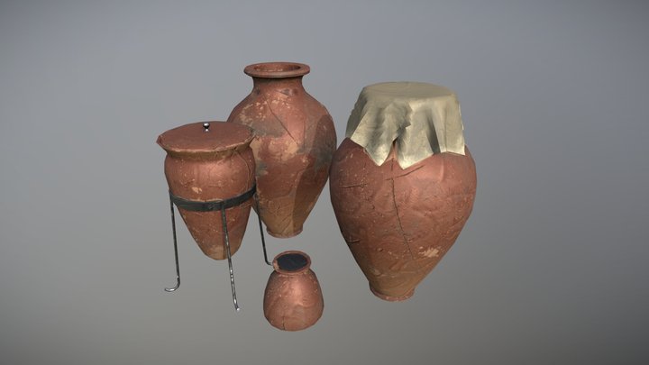 clay ancient props (game ready for Unity URP) 3D Model