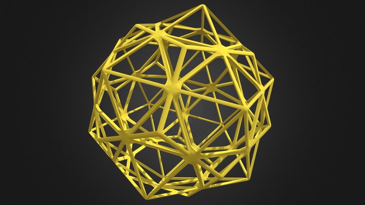 Wireframe Compound of Dodecahedron & Icosahedron 3D Model
