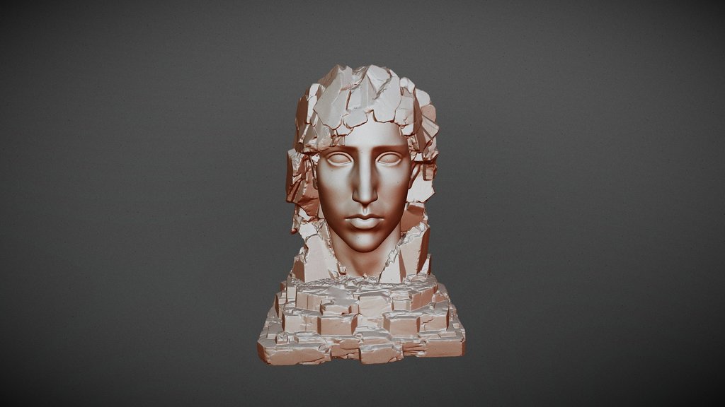 Ancient Ruined Statue - Modular Monument Prop_M