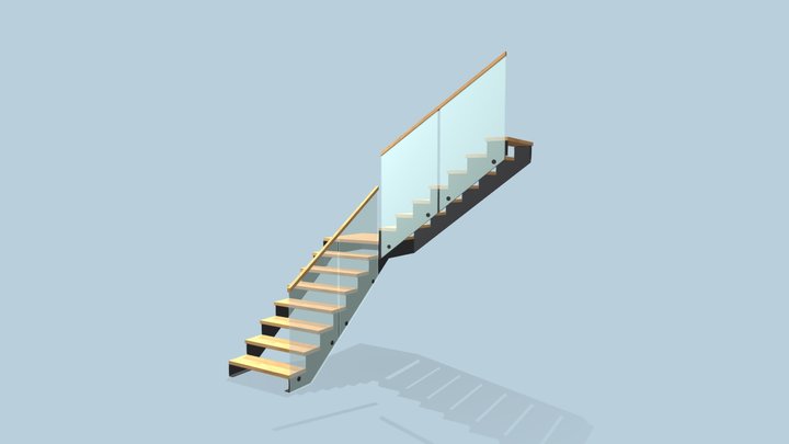 Лестница с косоурами из листа металла 3D Model