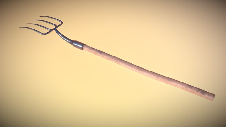 Game Ready Pitch Fork 4-spikes 3D Model