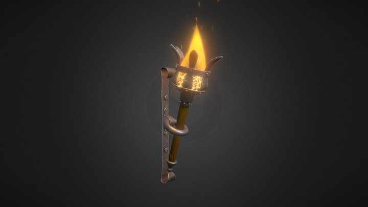 Medieval Stylized Torch 3D Model